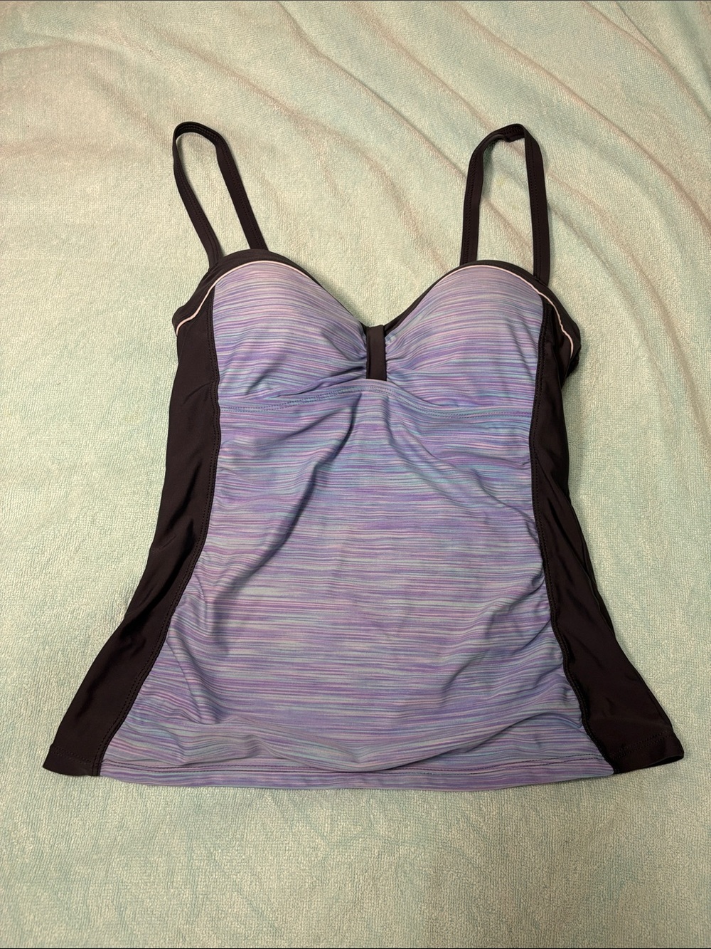 Free Country Tankini Swimsuit Top Purple Black Women’s S